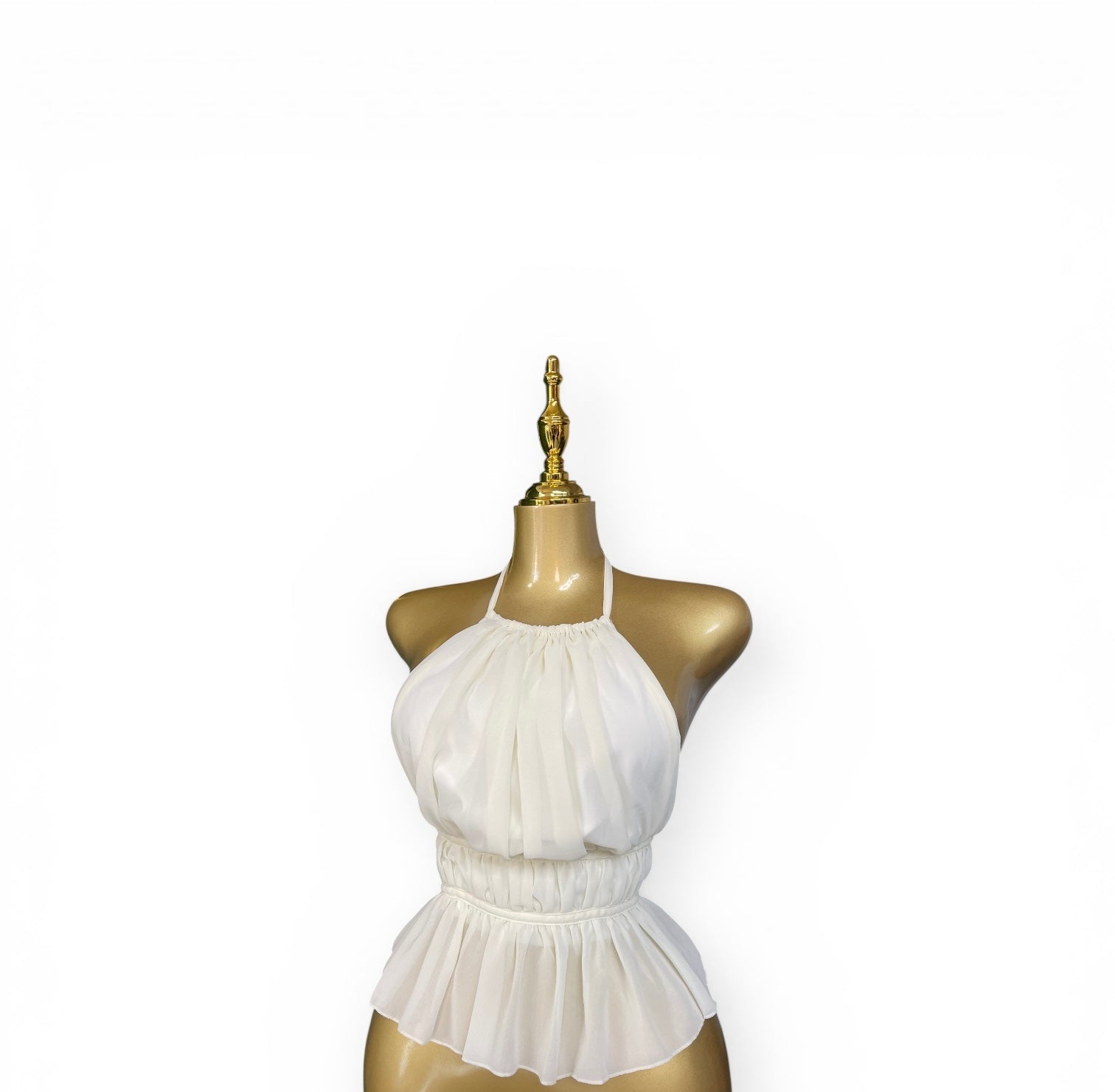 Backless satin halter top