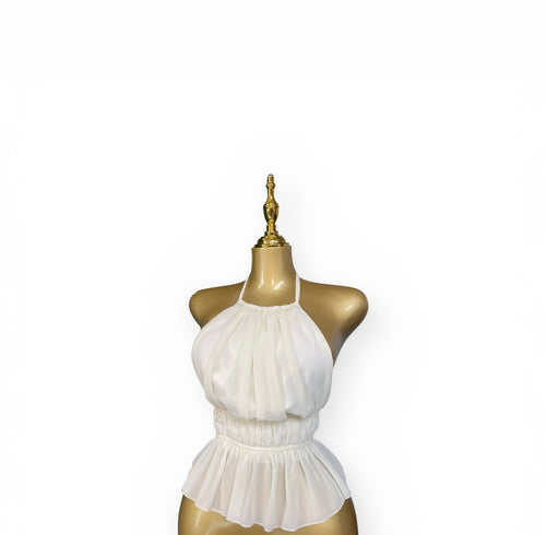 Backless satin halter top