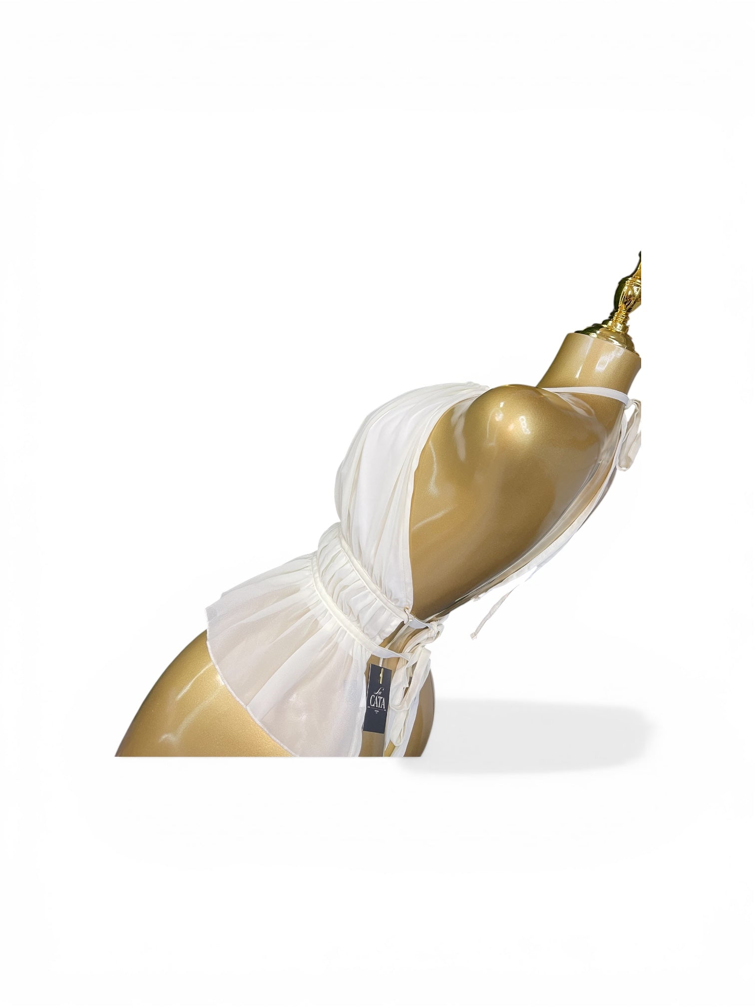 Backless satin halter top