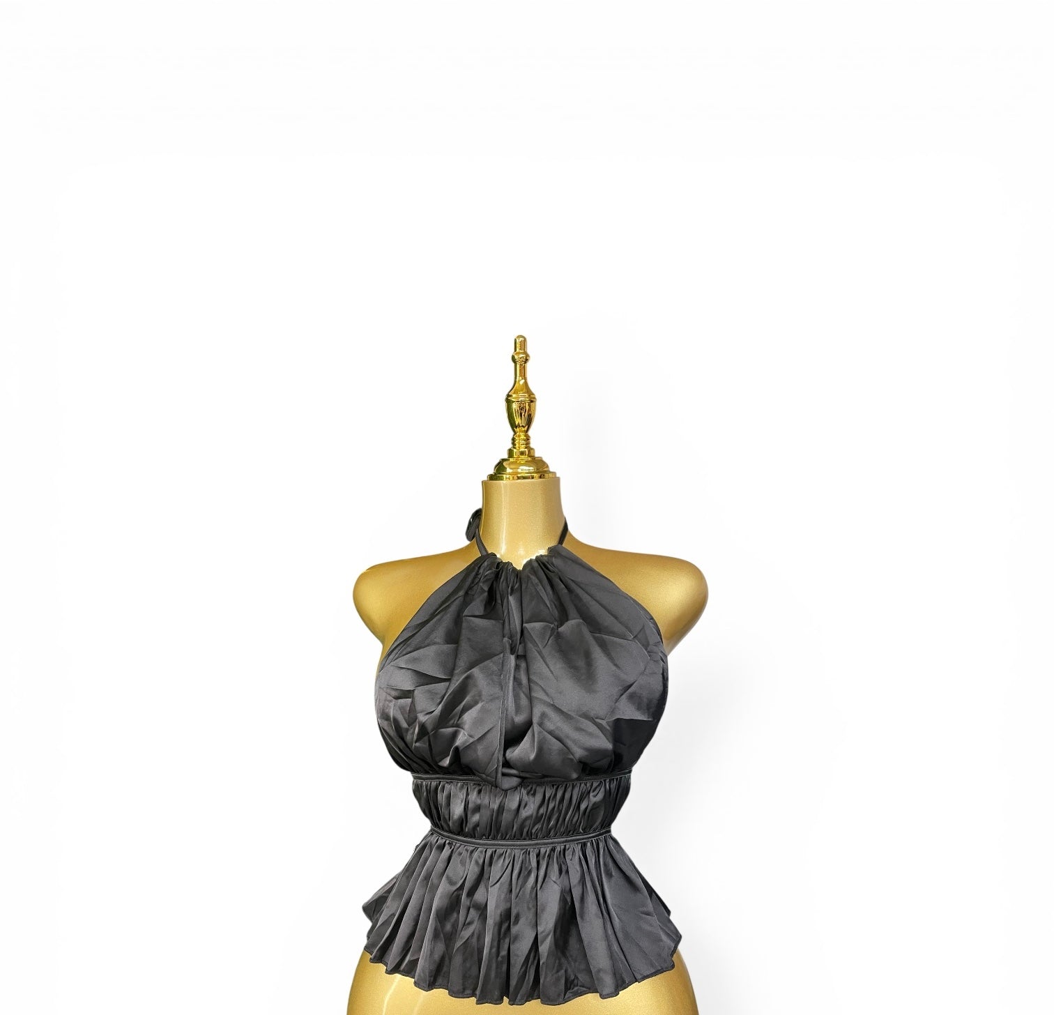 Backless satin halter top